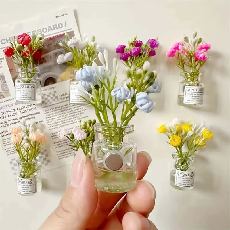8Pcs Mini Small Vase Magnets Cute Mini Refrigerator Magnets 3D Vase Fun Refrigerator Accessories Kitchen Decoration Holiday Gift