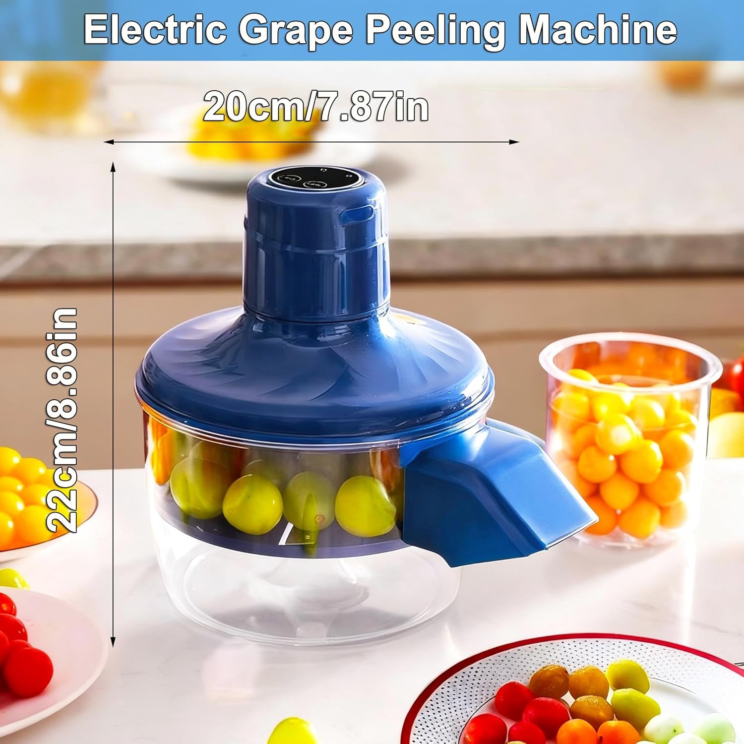 Automatic Grape Peeler Machine, Electric Garlic & Cherry Tomato Peeler Skin Remover Tool for Small Fruits, Effortless Peeling for Home Kitchen