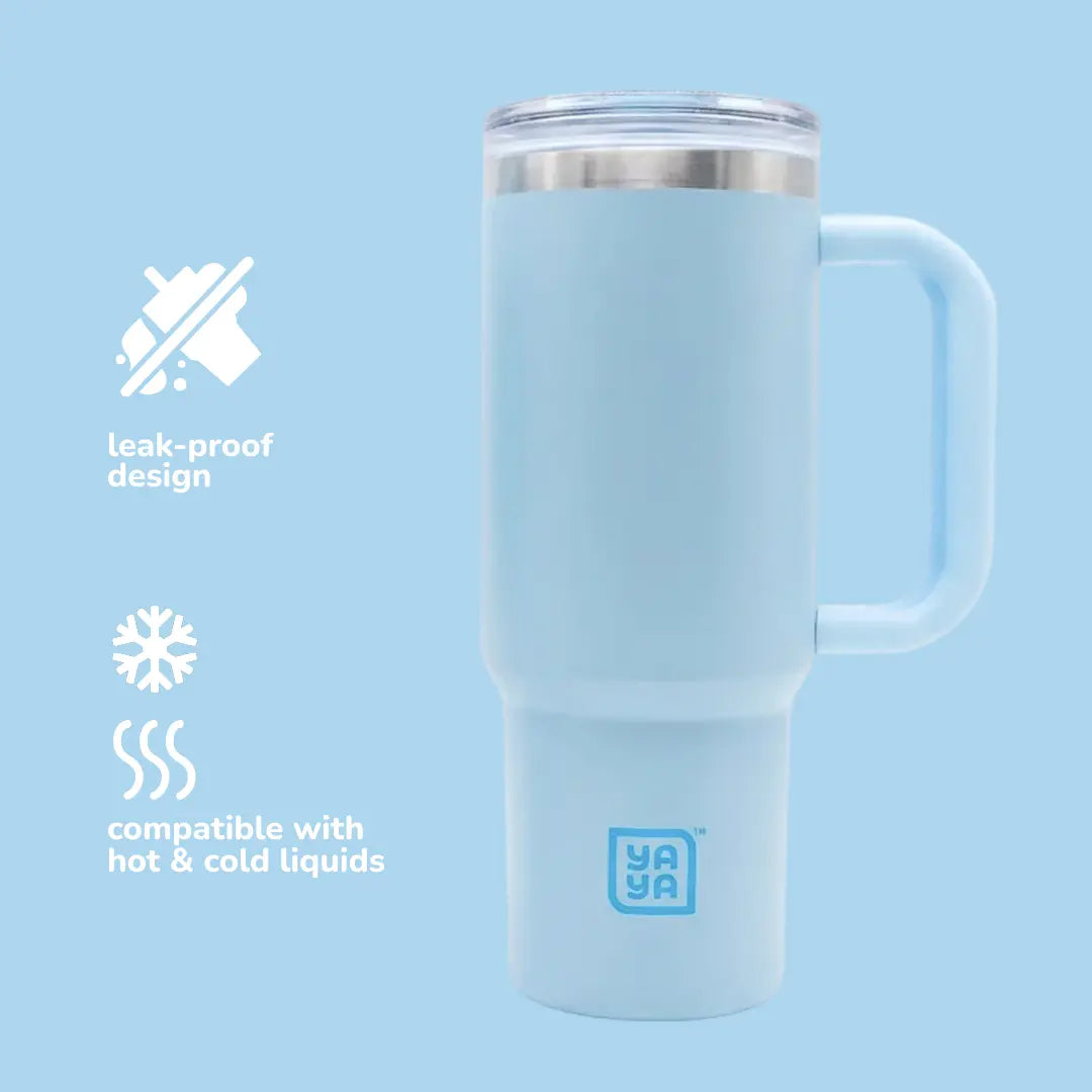YAYA Adult Tumbler with 2-In-1 Straw, Portable Stainless Steel Tumbler with Silicone Straw, Spill-Proof Lid, Double Insulated for Cold Drinks, 30-40Oz