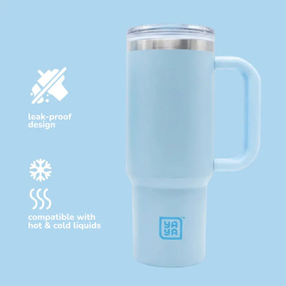 YAYA Adult Tumbler with 2-In-1 Straw, Portable Stainless Steel Tumbler with Silicone Straw, Spill-Proof Lid, Double Insulated for Cold Drinks, 30-40Oz