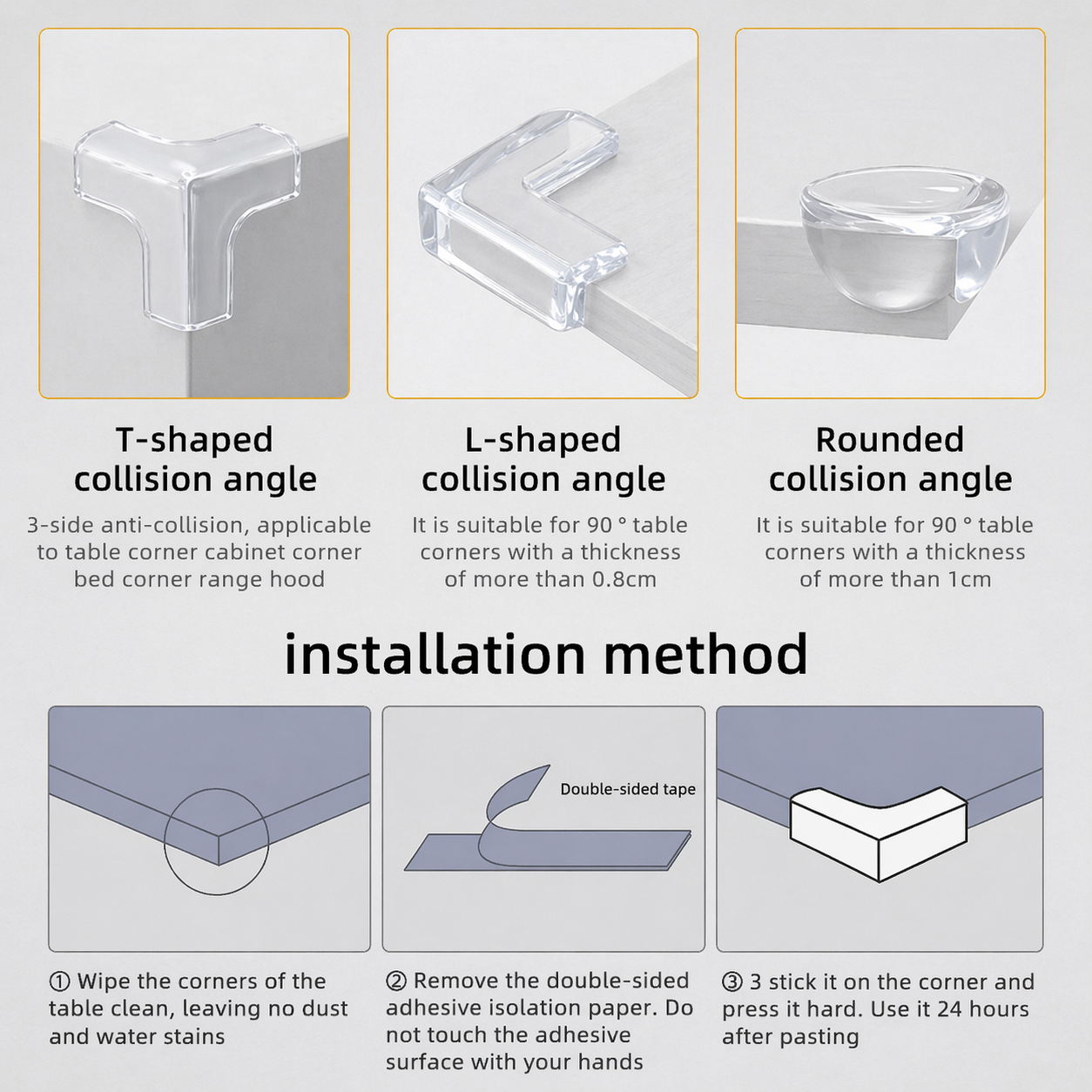 Cooklence™ Clear Silicone Baby Corner Protectors for Table Edges