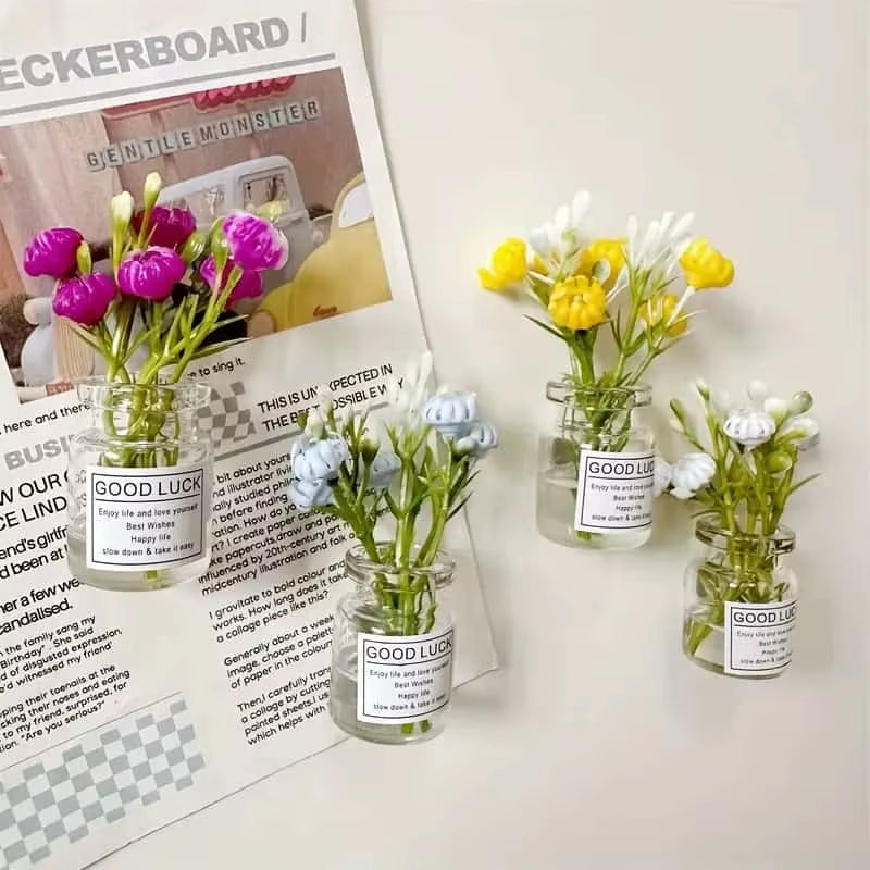 8Pcs Mini Small Vase Magnets Cute Mini Refrigerator Magnets 3D Vase Fun Refrigerator Accessories Kitchen Decoration Holiday Gift