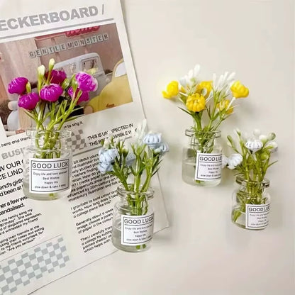 8Pcs Mini Small Vase Magnets Cute Mini Refrigerator Magnets 3D Vase Fun Refrigerator Accessories Kitchen Decoration Holiday Gift