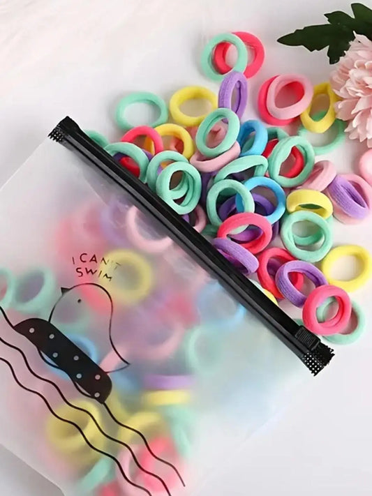 100Pcs High-Stretch Seamless Hair Ties, Assorted Color Small Elastic Hair Bands, Casual Hair Accessories for Summer 2026, Elastic Hair Accessory