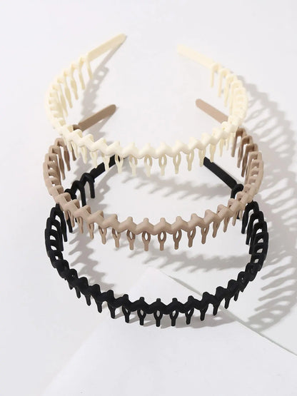 3Pcs Women'S Zig Zag Headbands, Non-Slip Leopard Pattern, Casual Style, All-Season Hair Accessories, Fashionable Hairstyles