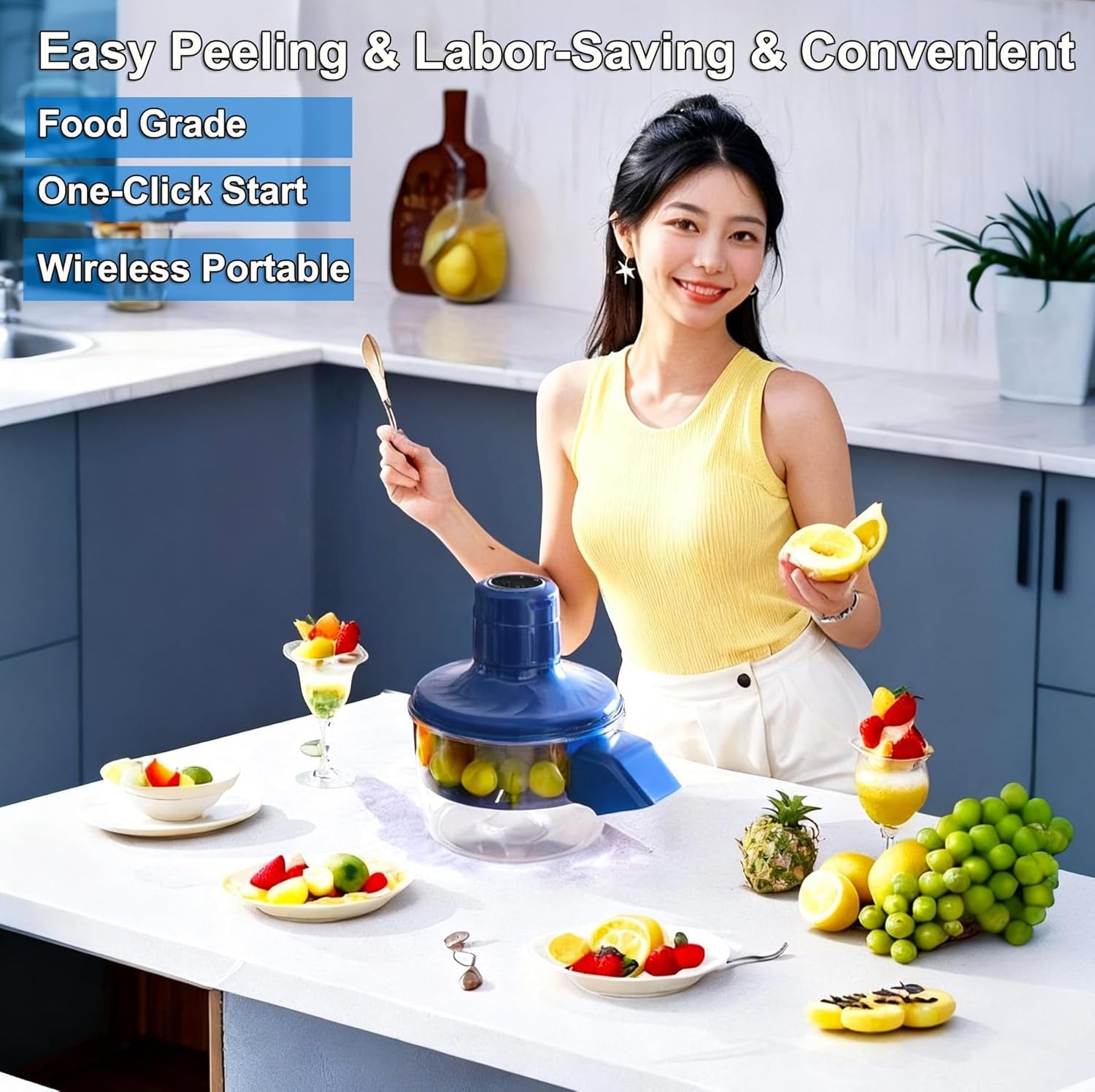 Automatic Grape Peeler Machine, Electric Garlic & Cherry Tomato Peeler Skin Remover Tool for Small Fruits, Effortless Peeling for Home Kitchen