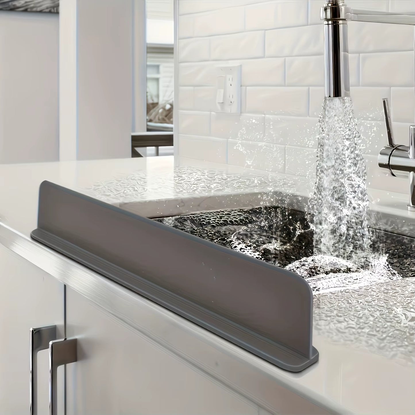 Silicone Sink Splash Guard with Suction Cups - Water Barrier for Kitchen, Lab & Dishwashing Basins